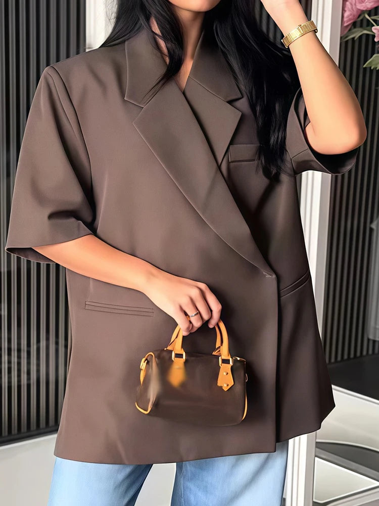 Loose Polyester Blazer Set