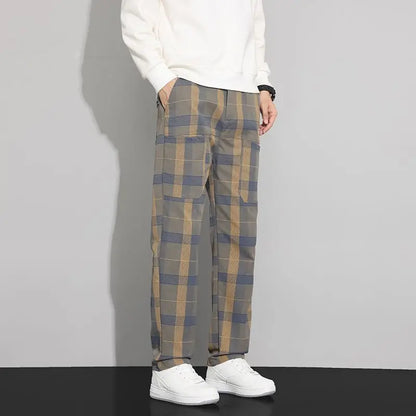 Plaid Harem Cargo Trousers