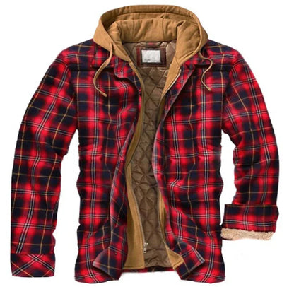 Plaid Hooded Jacket Warm