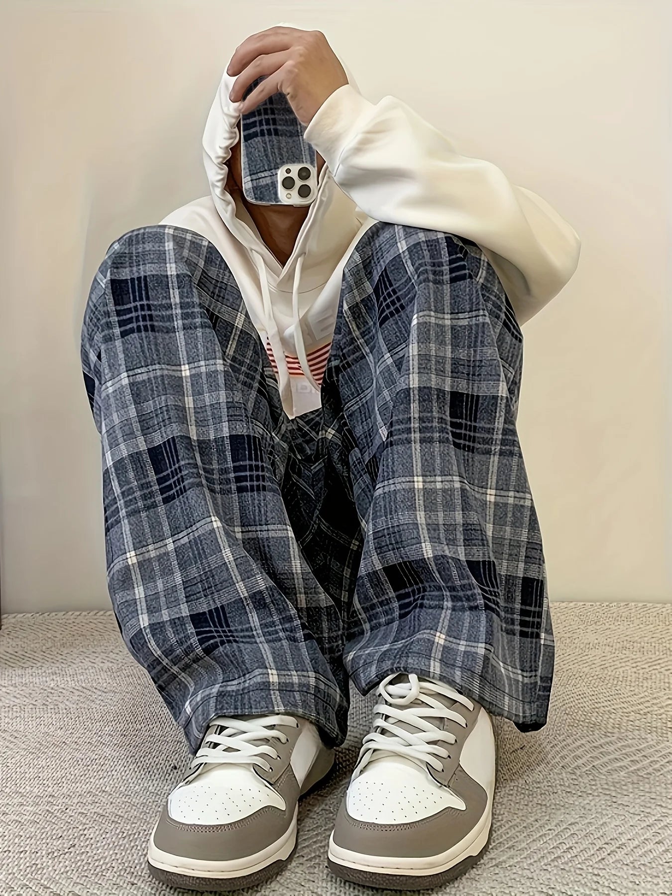 RetroFlex Checkered Wide-Leg Pants