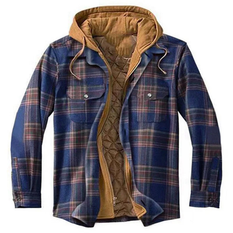 Plaid Hooded Jacket Warm