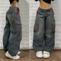 Y2K Wide-Leg Embroidered Jeans