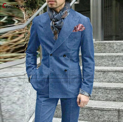 Slim Denim Suit Jacket Set
