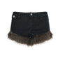 Fluffy Denim Low-Waist Shorts