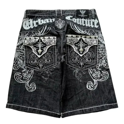 Y2K Embroidered Denim Shorts