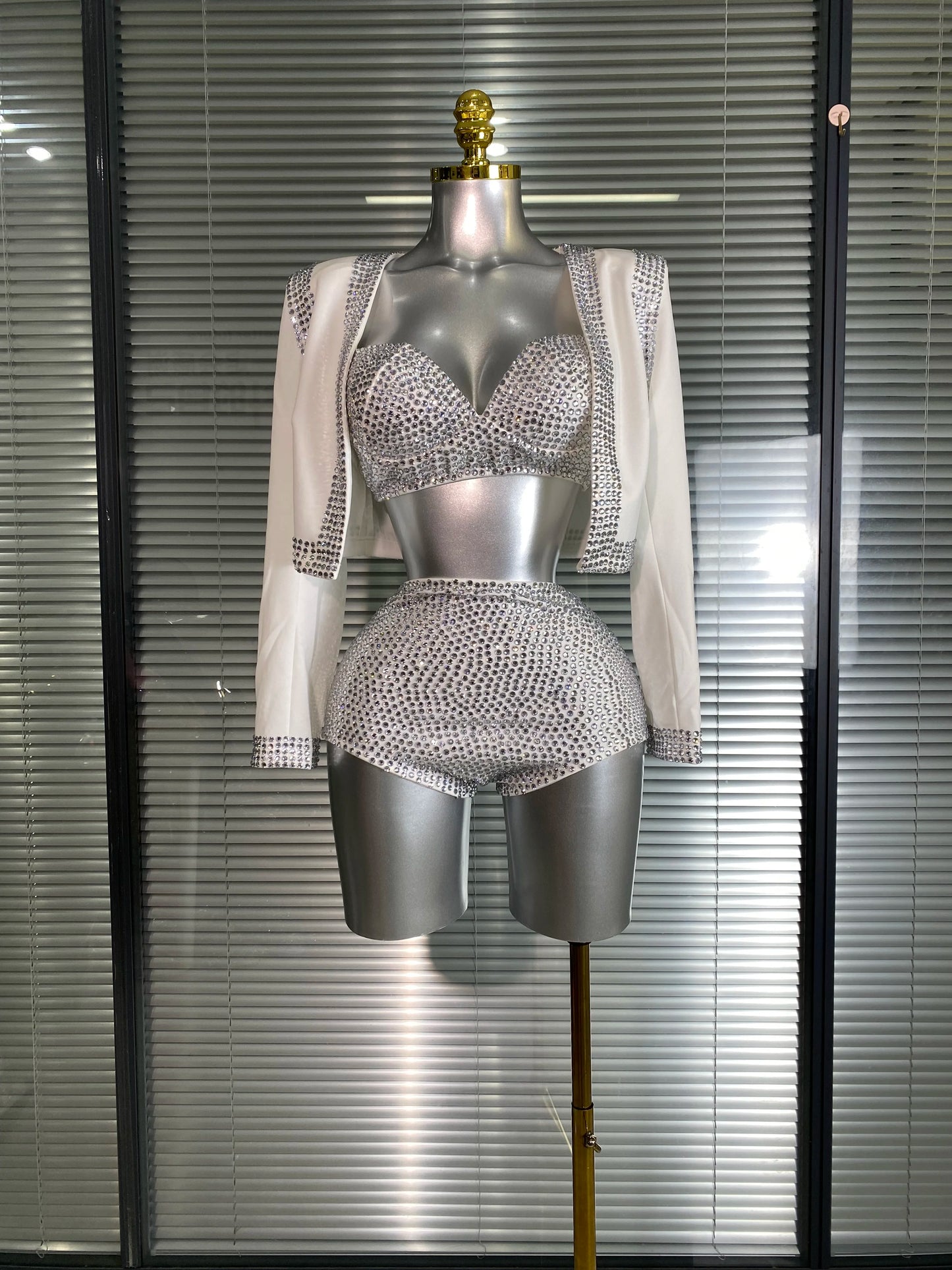 Pink Crystal Spandex Dance Set