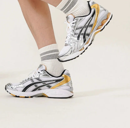 Asics Trendy Cushioned Comfortable Versatile Low Cut Casual Running Shoes for Both Men and Women in Gold Silver and Black - Chicchar Fashion