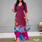 Floral Polyester V-Neck Maxi