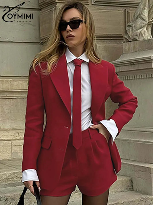 Red Blazer & Shorts Set