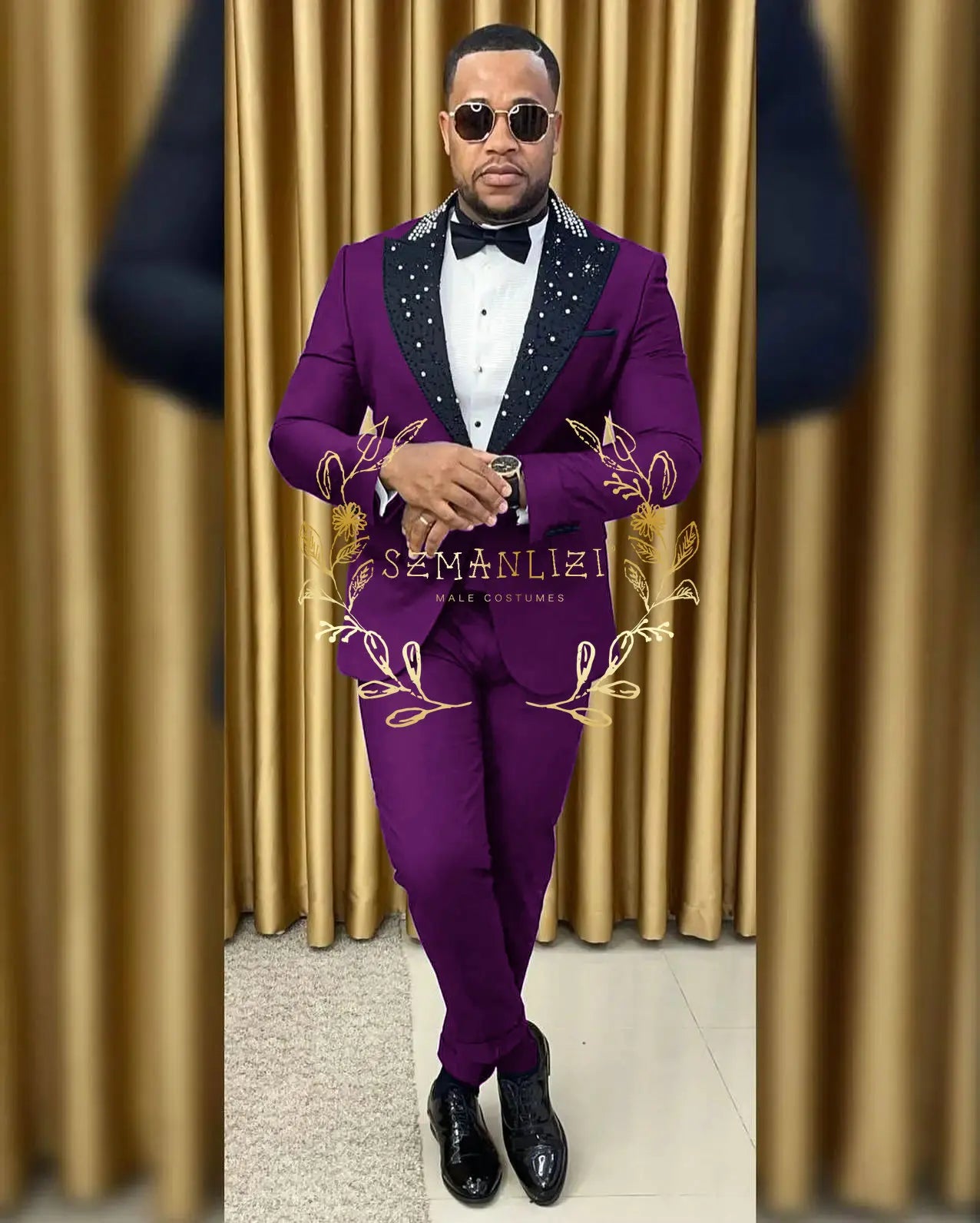 Black Beaded Lapel Tuxedo