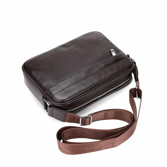 Cowhide genuine leather solid color square men's shoulder bag crossbody bag designer luxury bag messenger bag - Chicchar Fashion