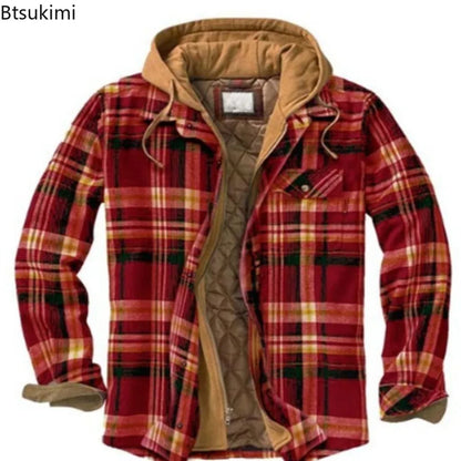 Plaid Hooded Jacket Warm