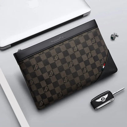 WILLIAMPOLO Men's Luxury Leather Business Clutch Bag
