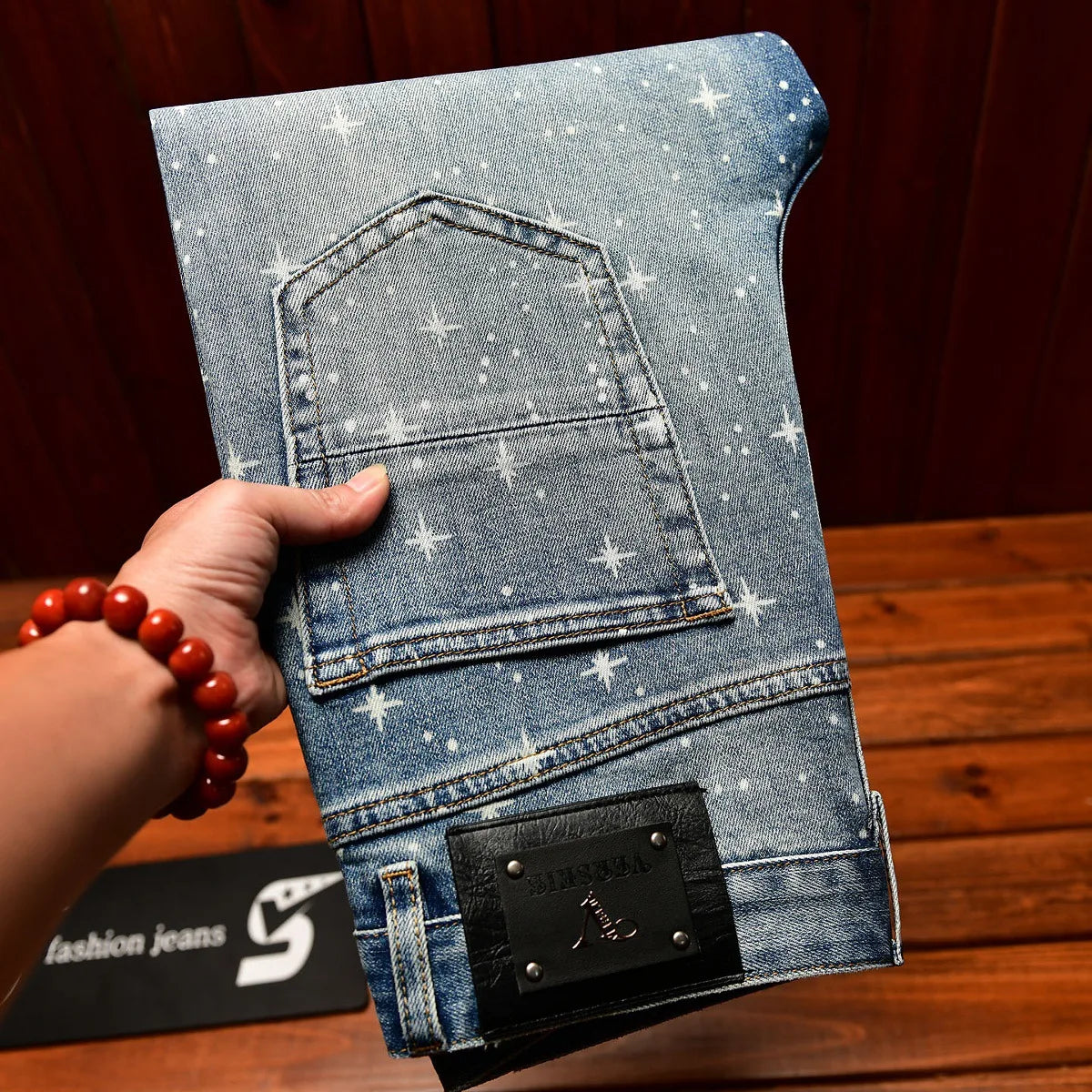 Flash Print Ankle Stretch Jeans