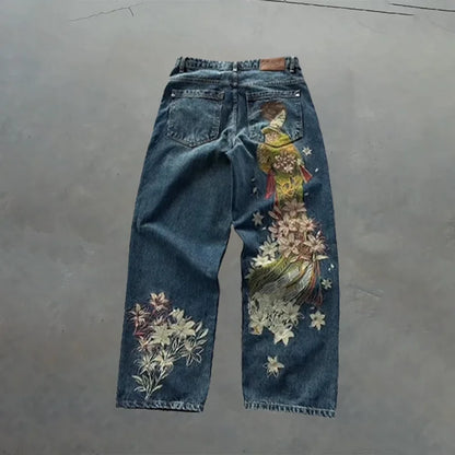 Y2K Embroidered Denim Jeans