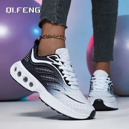 Spring and Autumn New Air cushioned Women's Shoes Mesh Breathable and Lightweight Sneaker Fashionable Casual Running Footwear - Chicchar Fashion