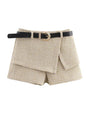 Tweed Belt Shorts Suit