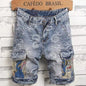 Dragon Embroidered Denim Shorts