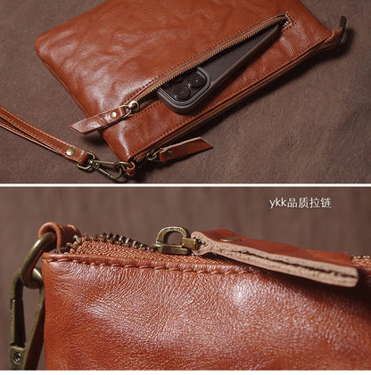 GURO High Quality Men's Real Leather Clutch Luxury Designer Money Pouch Casual Business Handbag Armpit Bag Portable Wristlet Bag - Chicchar Fashion