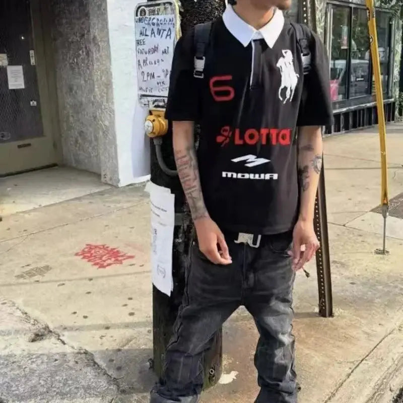 Embroidered Polo Tee Polyester Chicchar Fashion