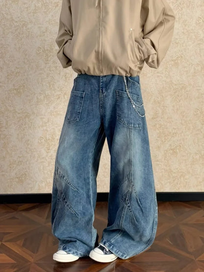 Patchwork Baggy Cotton Jeans