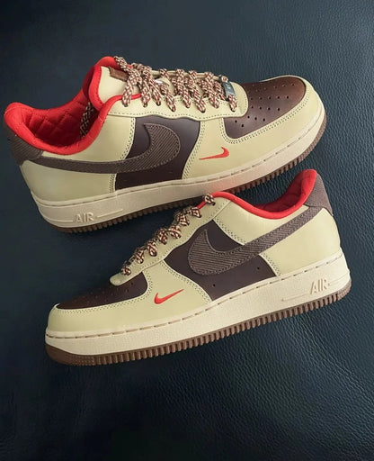 Nike Air Force 1 Lightweight  Comfortable  Versatile  Durable Low Top Board Shoes for Men Brown - Chicchar Fashion