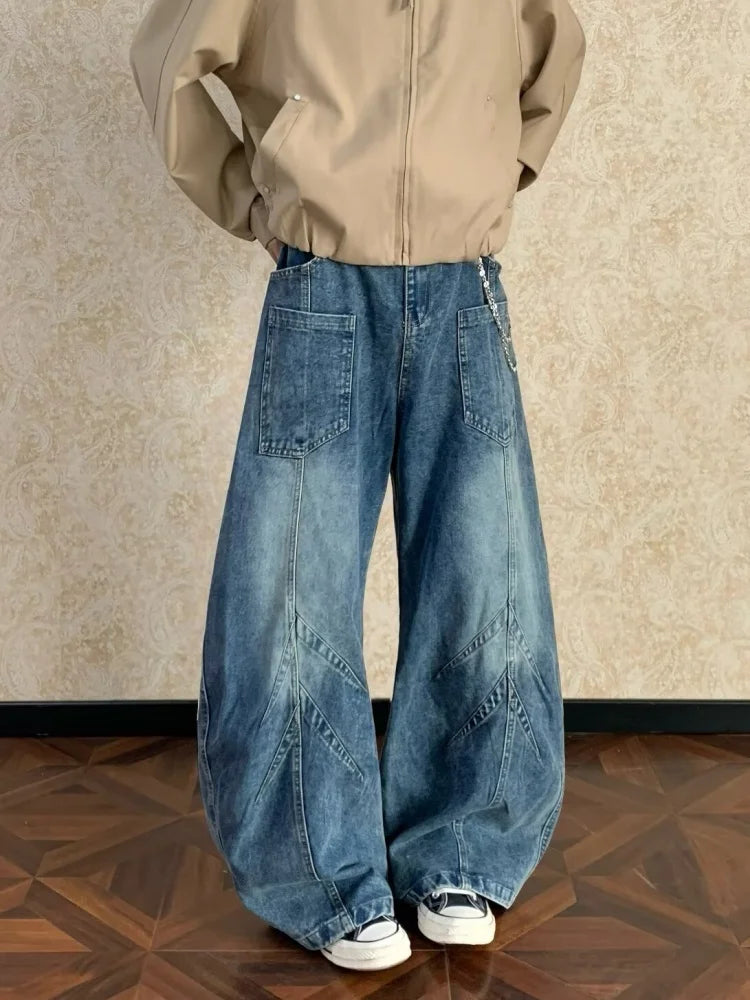 Patchwork Baggy Cotton Jeans