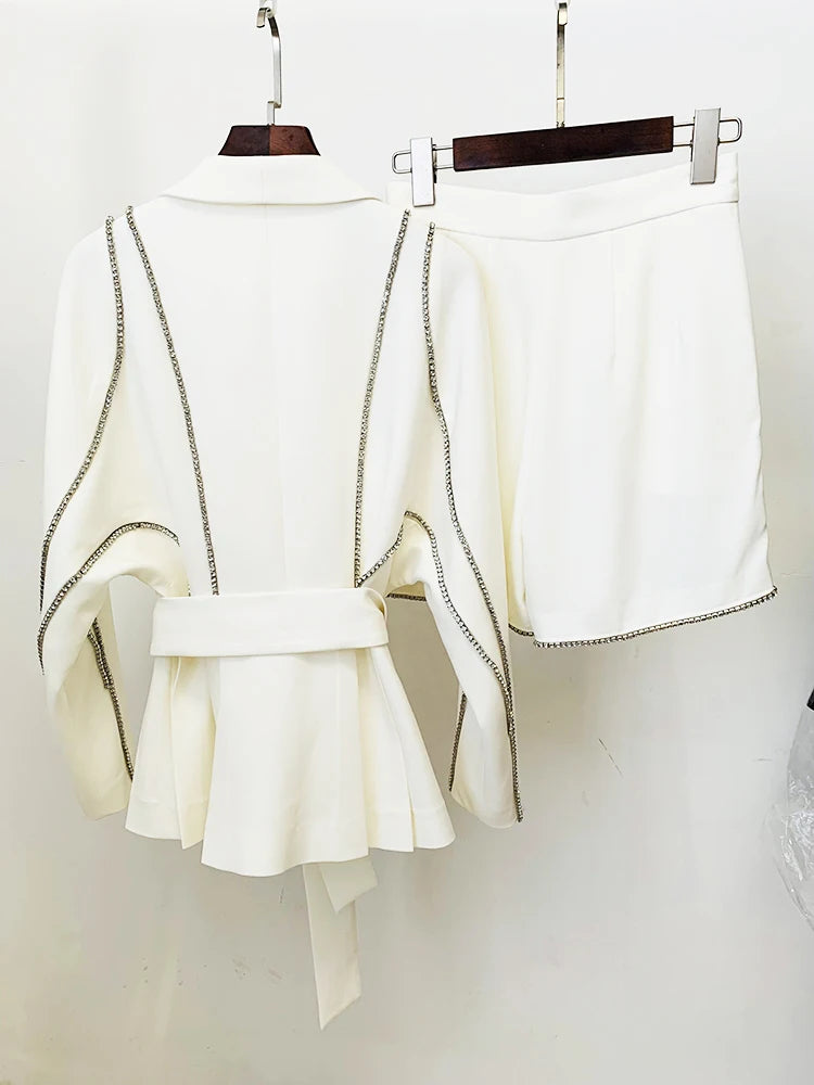 Rhinestone Batwing Blazer Set