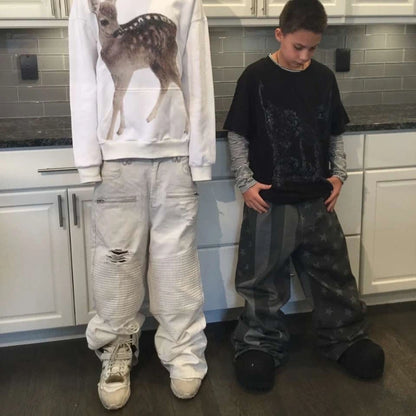 Y2K Biker Denim Zipped Jeans