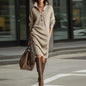 Long Sleeve Knit Button Dress