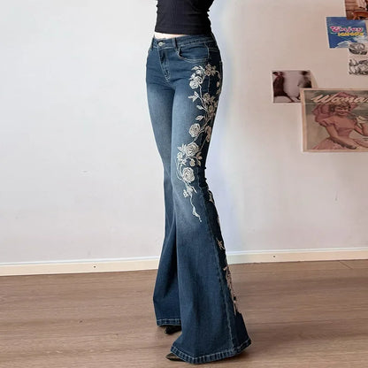 Y2K Floral Embroidered Jeans
