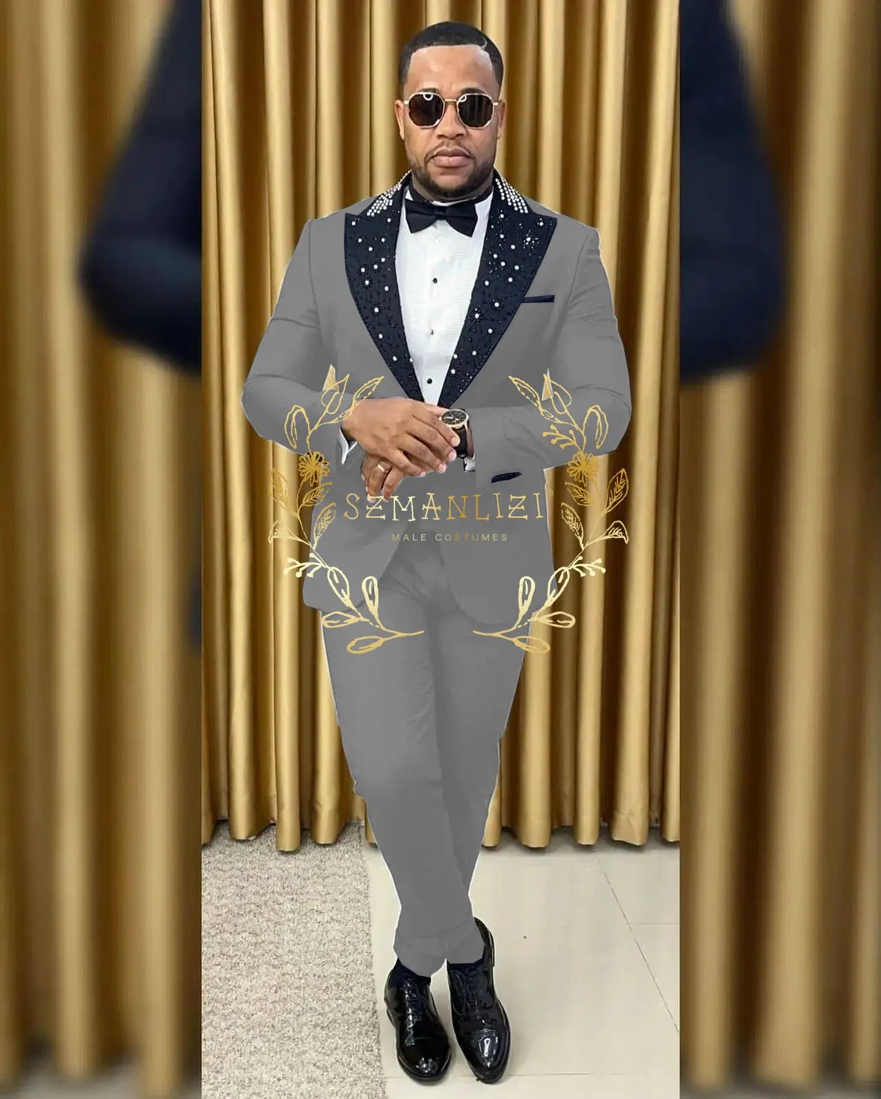 Black Beaded Lapel Tuxedo