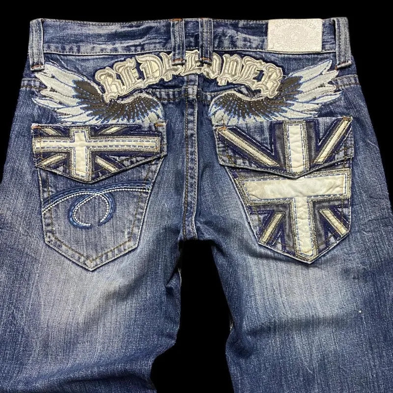 Embroidery Baggy Denim Jeans