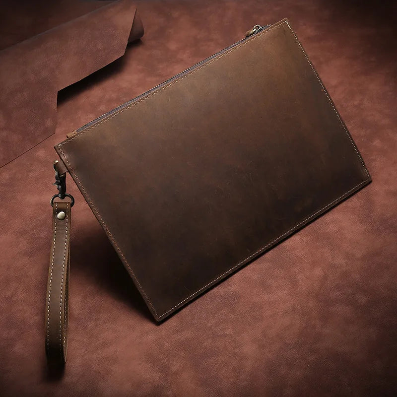 New Real Leather Handbag for Men Day Clutches Luxury Wristlet Coin Card Holders Zipper Clutch Designer Men's Wallets Purse Bolso - Chicchar Fashion