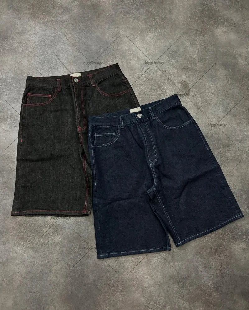 Oversized Washed Denim Shorts