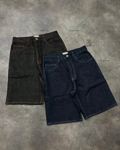 Oversized Washed Denim Shorts