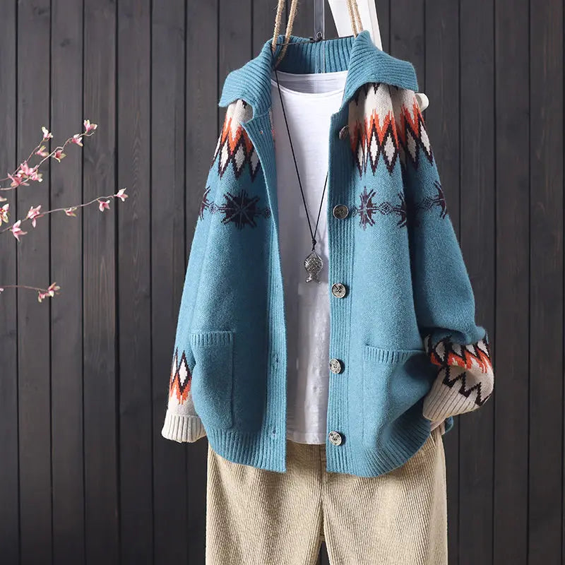 Knitted Plaid Button Cardigan Chicchar Fashion