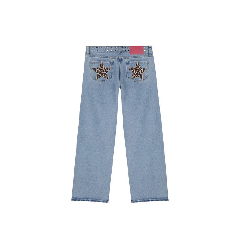 Y2K Patchwork Leopard Jeans