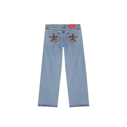 Y2K Patchwork Leopard Jeans