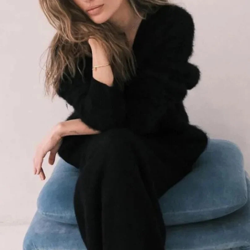 Oversized V-Neck Knit Cardigan Chicchar Fashion