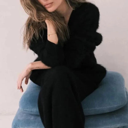 Oversized V-Neck Knit Cardigan Chicchar Fashion