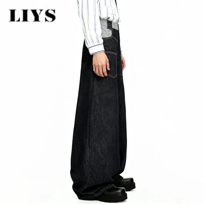 Black Baggy Wide-Leg Denim