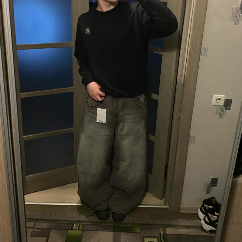 Y2K Washed Baggy Cotton Jeans