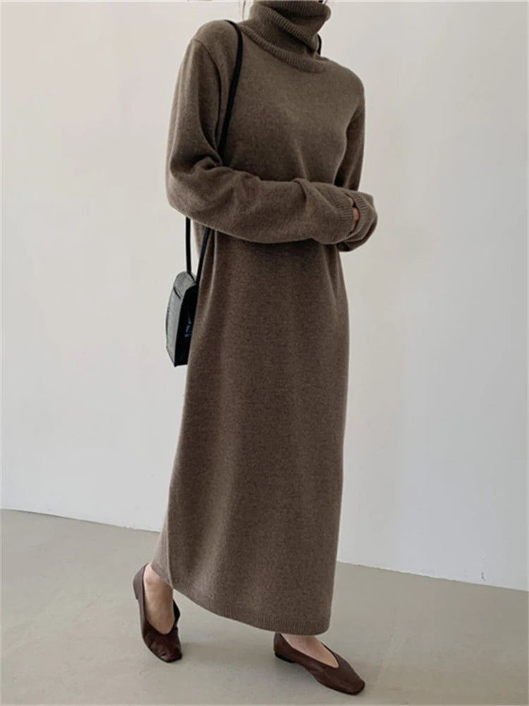 Wool Acrylic Turtleneck Dress