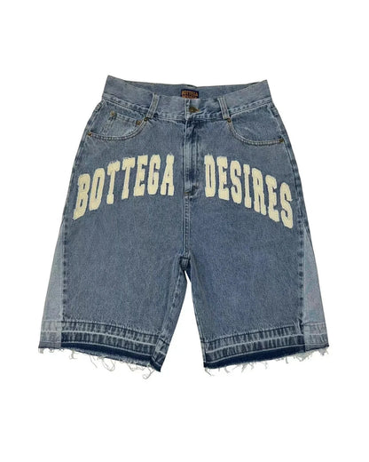 Retro Y2K Patch Denim Shorts - Unisex Casual Wear