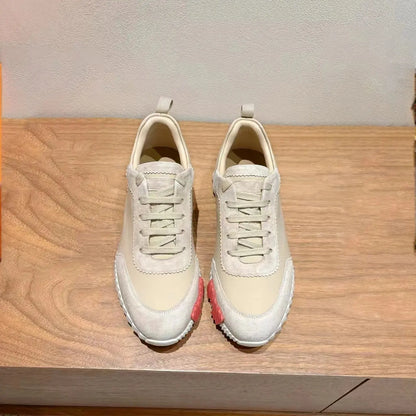 2025 New casual sneakers, European-style genuine leather,fashion, individuality, women's leisure, fashionable flat sports shoes - Chicchar Fashion