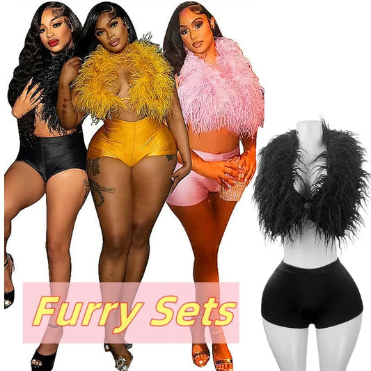 Fur Patchwork Tank & Shorts