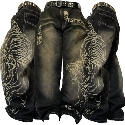 Embroidery Baggy Denim Jeans