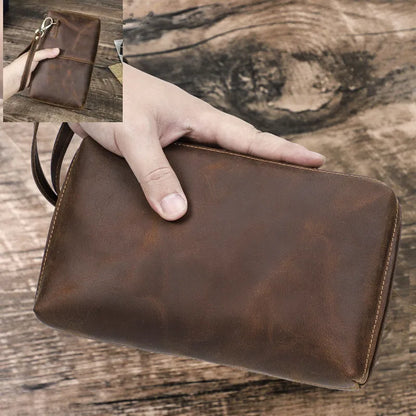 Vintage Men's Clutch Bag RFID Genuine Leather Clutch Wallet Bag Casual Long Purse Large Capacity Travel Handbag Male luxury bags - Chicchar Fashion