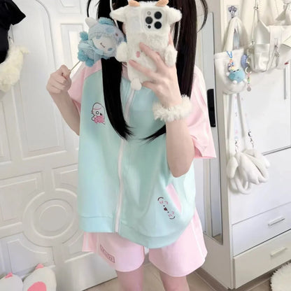 Cotton Preppy Zip Top & Shorts